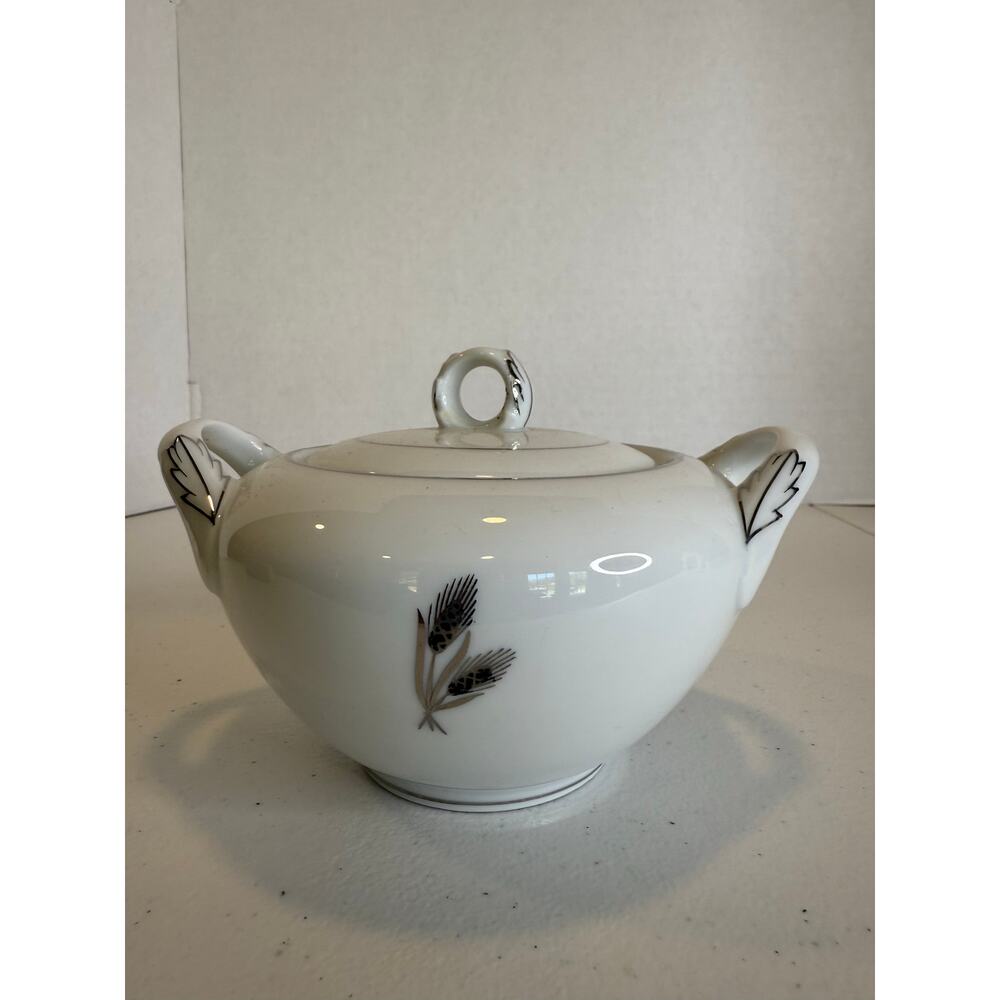 Vintage Creamer Silver Wheat Fukagawa Arita 928 Japan Porcelain MCM 8oz Fancy